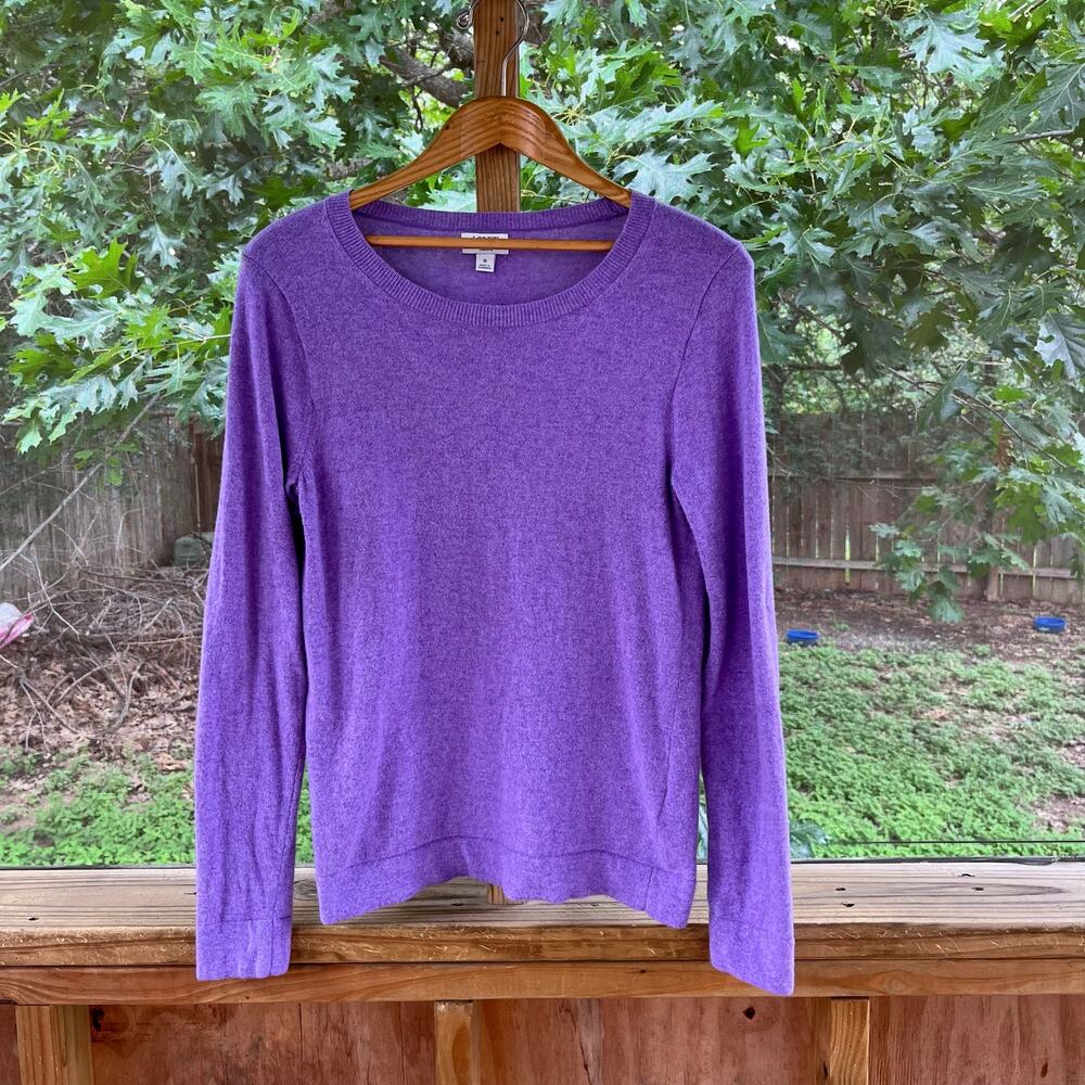 J.Crew Factory Women's Cotton/Wool Blend Teddie Sweater Purple Pullover Size S